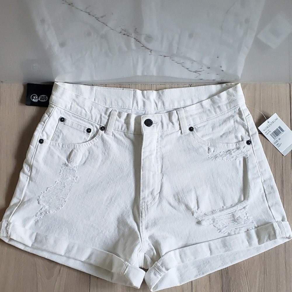 Cheap Monday Denim‎ Shorts Womens 30 White Distressed Ripped Jean Shorts